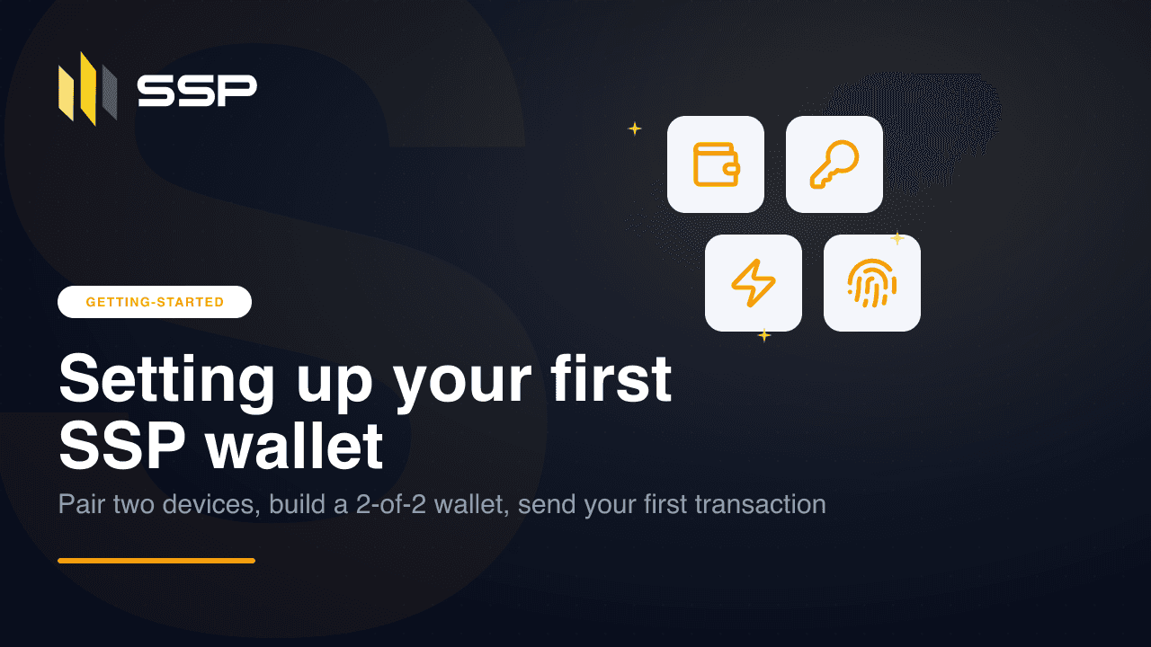 Step-by-step illustration of an SSP wallet being set up on a phone and a browser