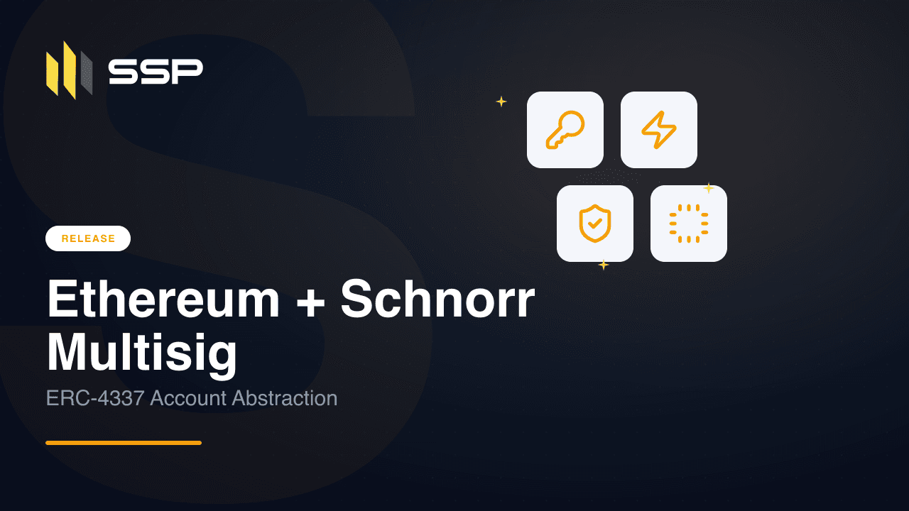 RELEASE badge with key, zap, shield-check, and cpu icons above the headline Ethereum + Schnorr Multisig — ERC-4337 Account Abstraction