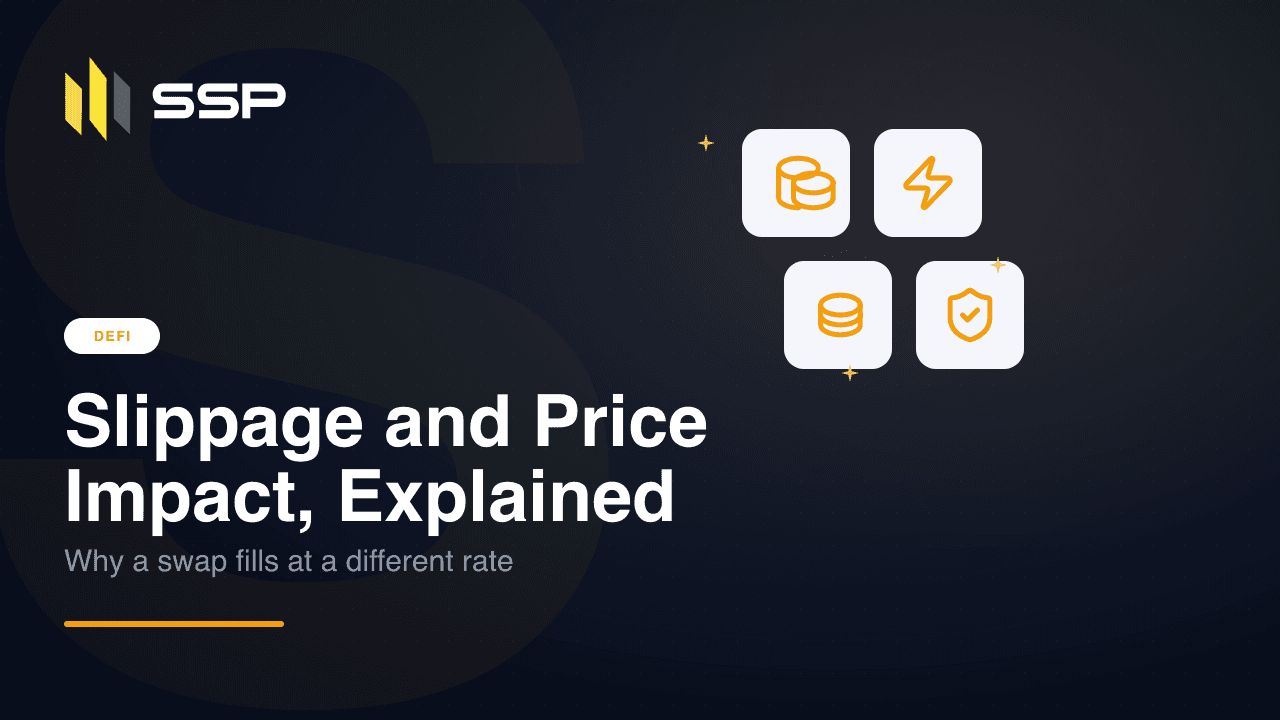 Diagram contrasting a quoted swap price with the actual fill price after price impact and slippage.