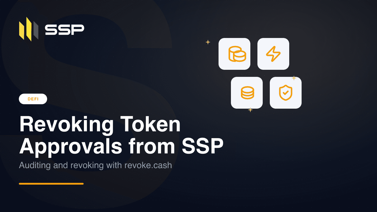 Illustration of revoking ERC-20 token approvals from the SSP wallet, with an allowance reset to zero and an SSP Key co-signing the transaction.